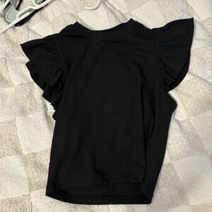 Black Ruffle Sleeve Top